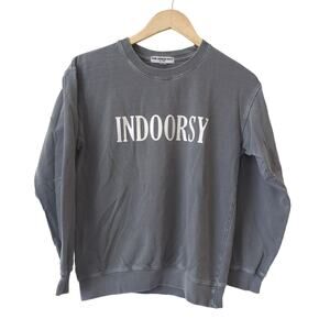 SUB_URBAN RIOT "Indoorsy" Sweatshirt Gray Size XS Graphic Shirt 100% Cotton Crew